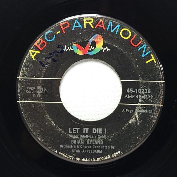 Brian Hyland ‎Vinyl 45 Let Me Belong To You / Let It Die! ABC-Paramount VG Rock - Picture 2 of 2